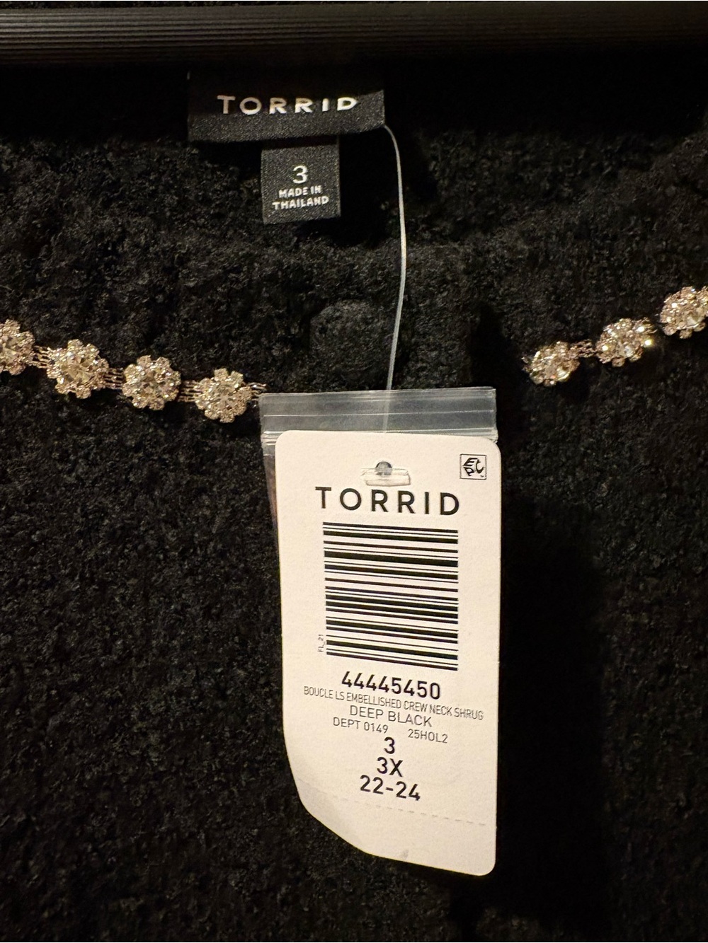 Torrid Boucle Embellished Crew Neck Cardigan Plus Size 3X (22-24) NWT - Picture 8 of 9